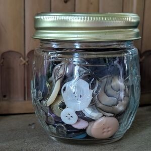 Glass Jar with Assorted Buttons